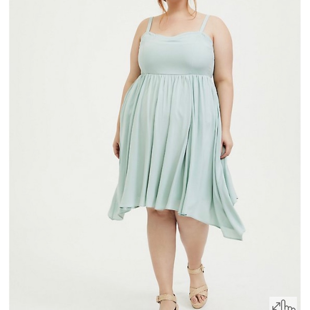 Torrid mint blue challis sharkbite skater dress size 2